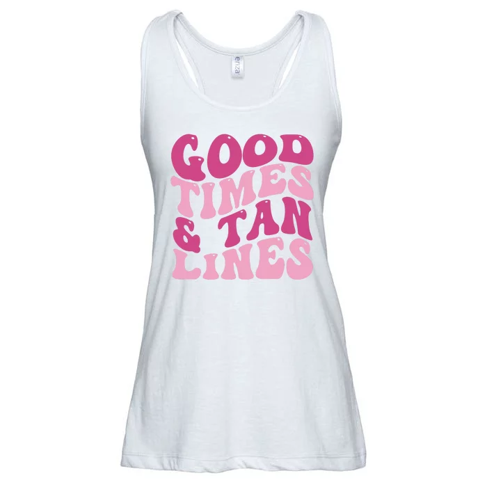 Good Times And Tan Lines Summer Groovy Ladies Essential Flowy Tank