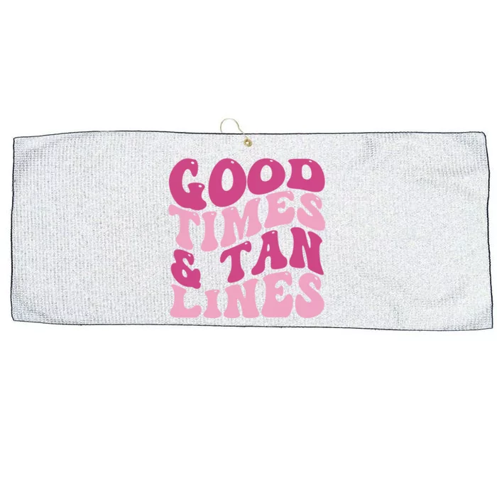 Good Times And Tan Lines Summer Groovy Large Microfiber Waffle Golf Towel