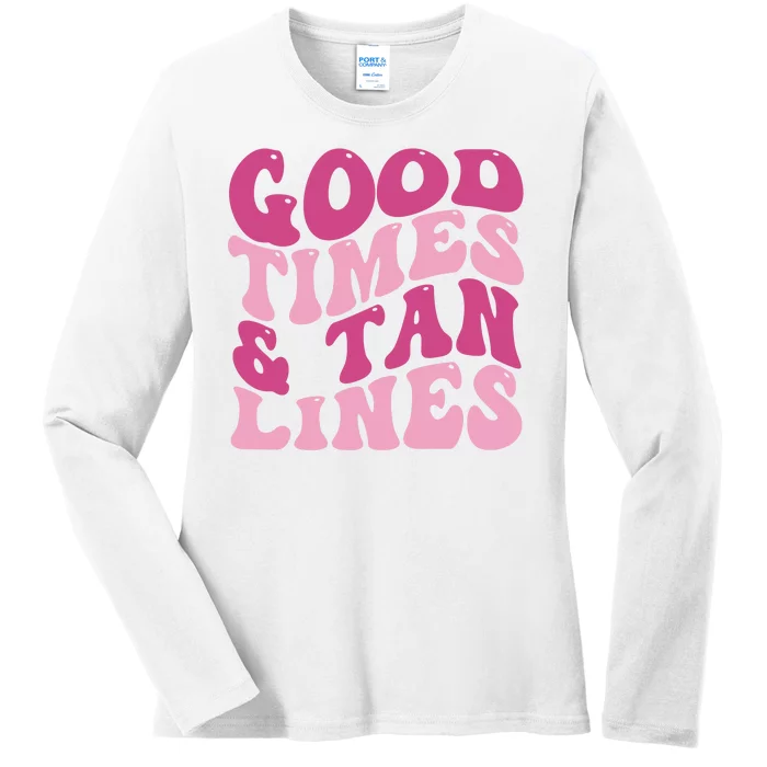 Good Times And Tan Lines Summer Groovy Ladies Long Sleeve Shirt