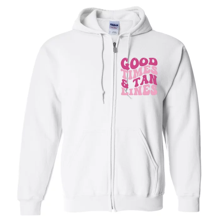 Good Times And Tan Lines Summer Groovy Full Zip Hoodie