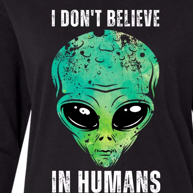 Green Turquoise Alien Face Halloween Costume Womens Cotton Relaxed Long Sleeve T-Shirt