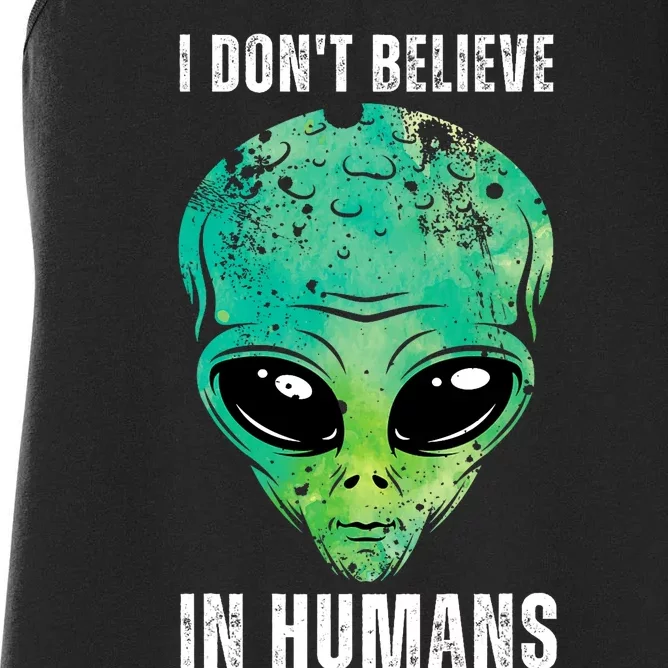 Green Turquoise Alien Face Halloween Costume Women's Racerback Tank