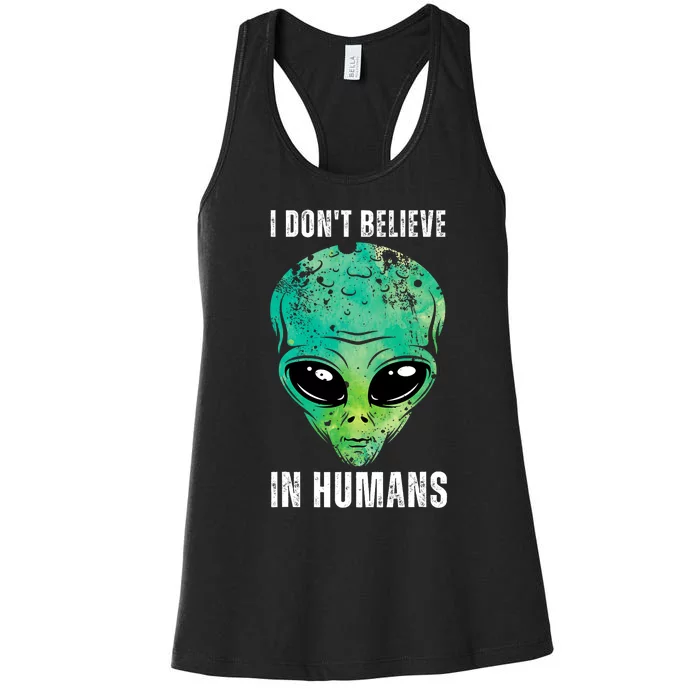 Green Turquoise Alien Face Halloween Costume Women's Racerback Tank