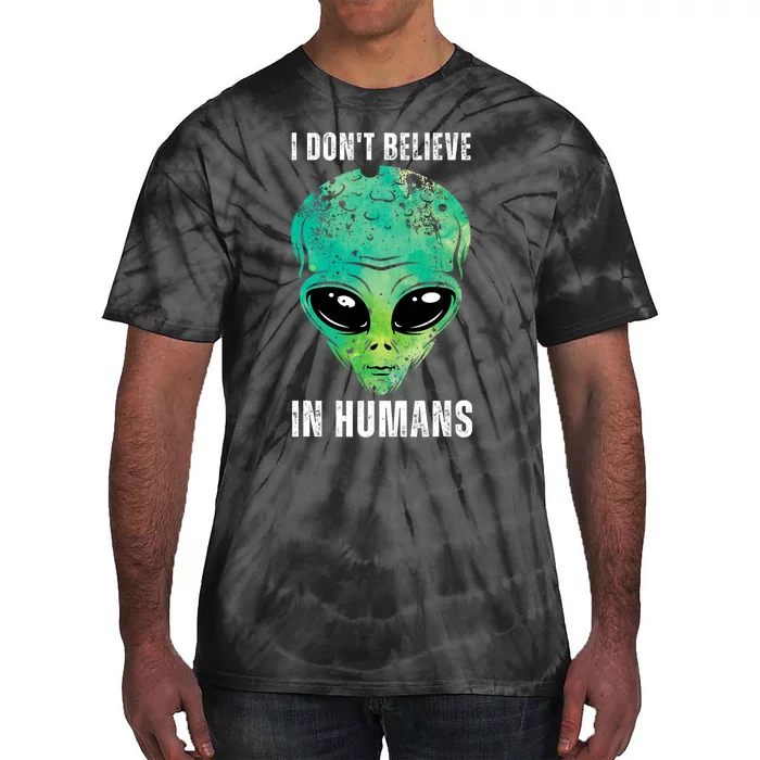 Green Turquoise Alien Face Halloween Costume Tie-Dye T-Shirt