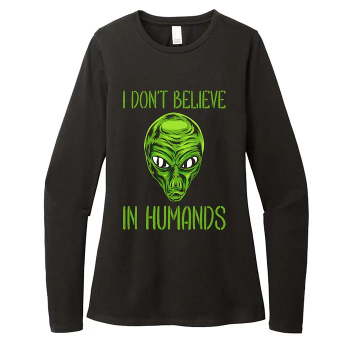 Green Turquoise Alien Face Halloween Costume Womens CVC Long Sleeve Shirt