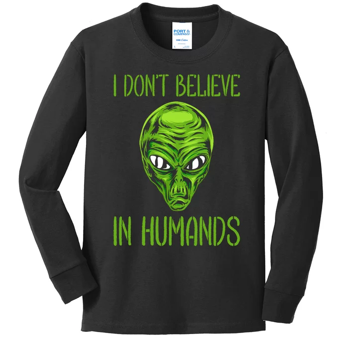 Green Turquoise Alien Face Halloween Costume Kids Long Sleeve Shirt