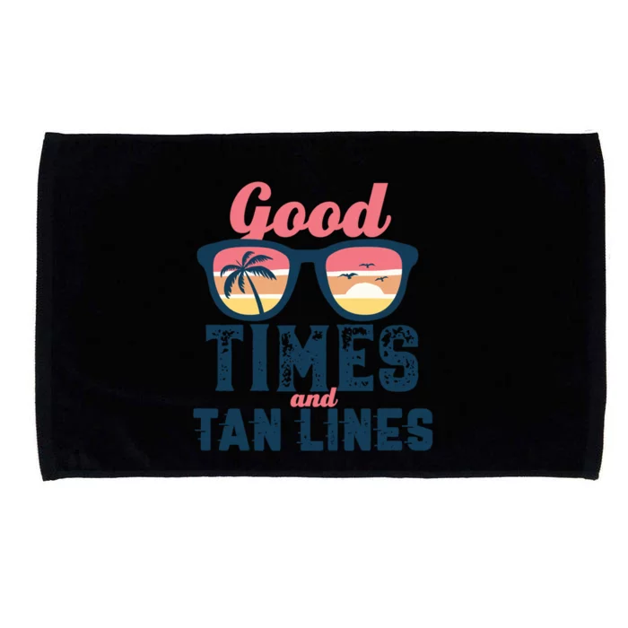 Good Times And Tan Lines Vintage Retro Hot Summer Surfing Gift Microfiber Hand Towel