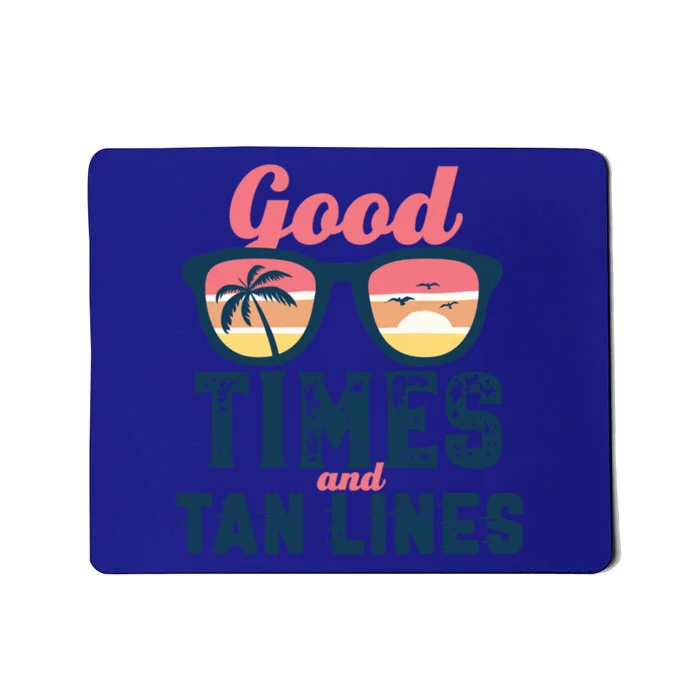 Good Times And Tan Lines Vintage Retro Hot Summer Surfing Gift Mousepad