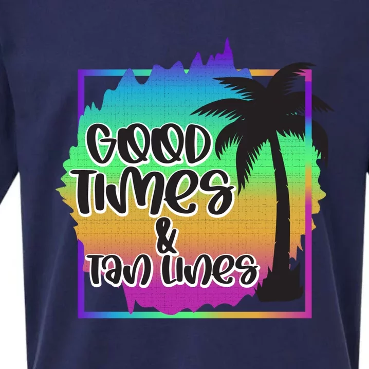 Good Times And Tan Lines Beach Paradise Gift Sueded Cloud Jersey T-Shirt