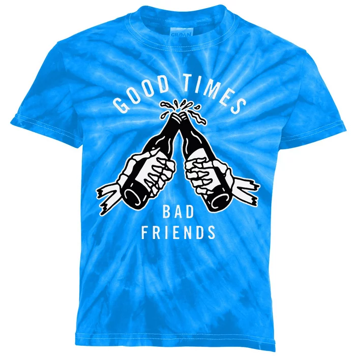 Good Times Bad Friends Beer Cheers Skeleton Design Kids Tie-Dye T-Shirt