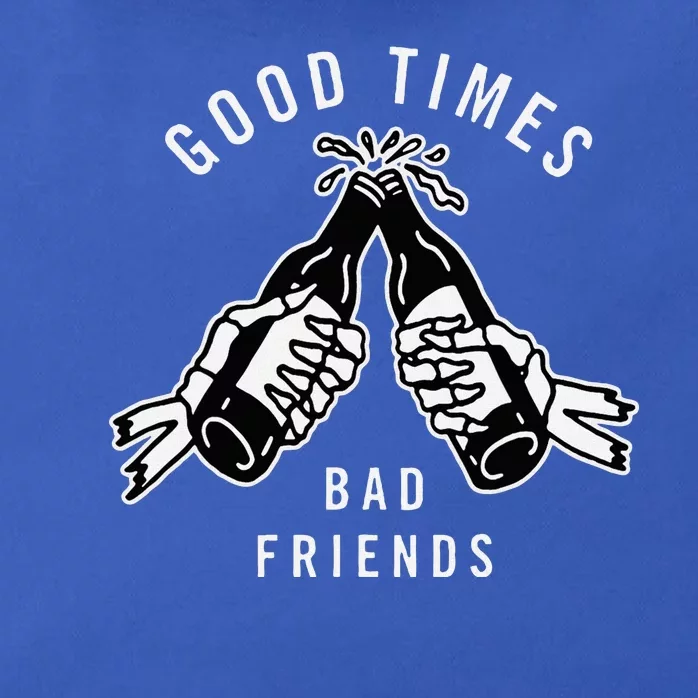 Good Times Bad Friends Beer Cheers Skeleton Design Zip Tote Bag