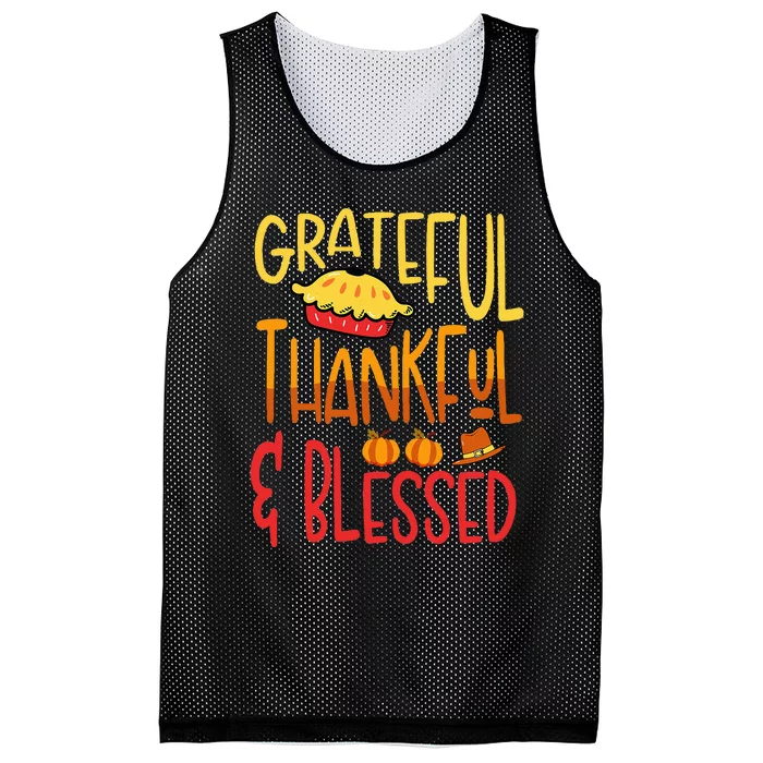 Grateful Thankful Blessed Thanksgiving Quote Mesh Reversible Basketball Jersey Tank