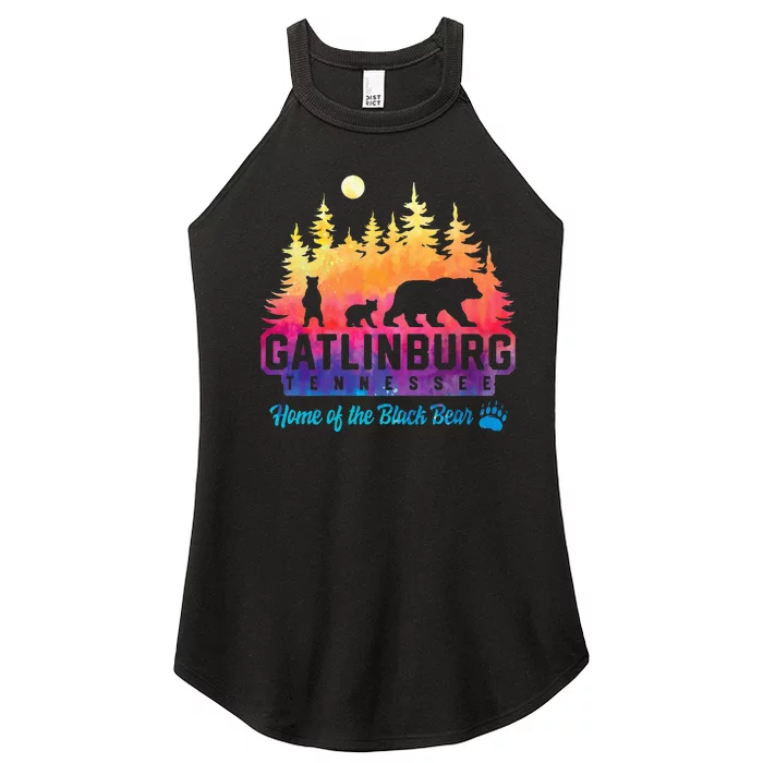 Gatlinburg Tennessee Bear Great Smoky Mountains Tie Dye Women’s Perfect Tri Rocker Tank