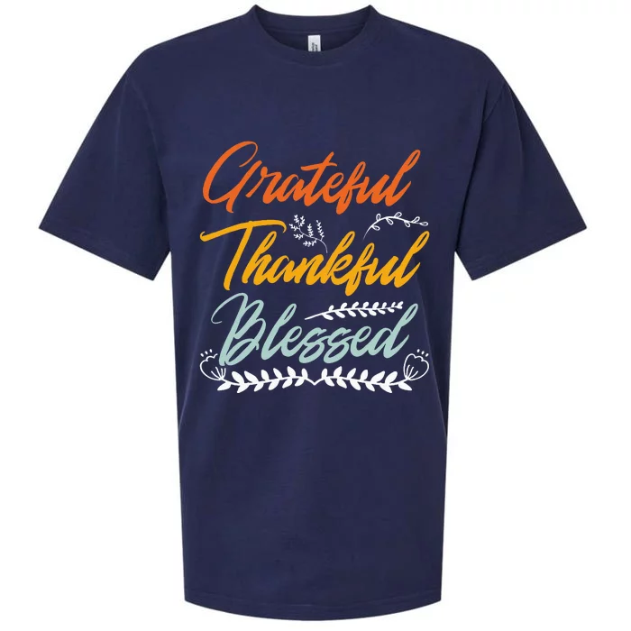 Grateful Thankful Blessed Thanksgiving Sueded Cloud Jersey T-Shirt