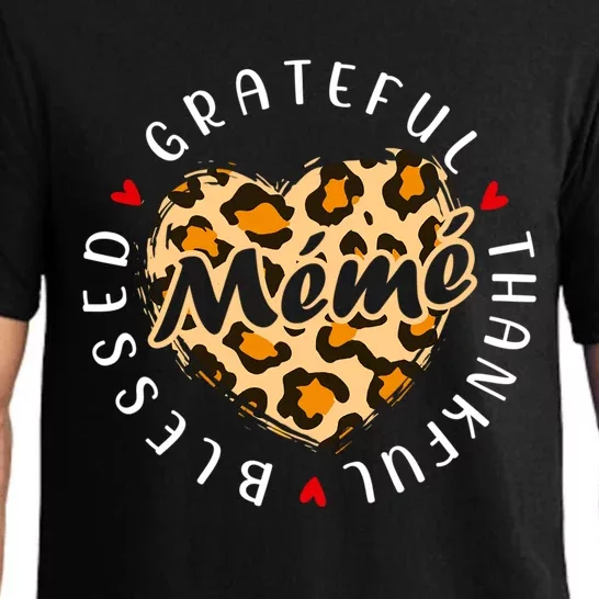 Grateful Thankful Blessed Meme Leopard Heart Love Grandma Gift Pajama Set