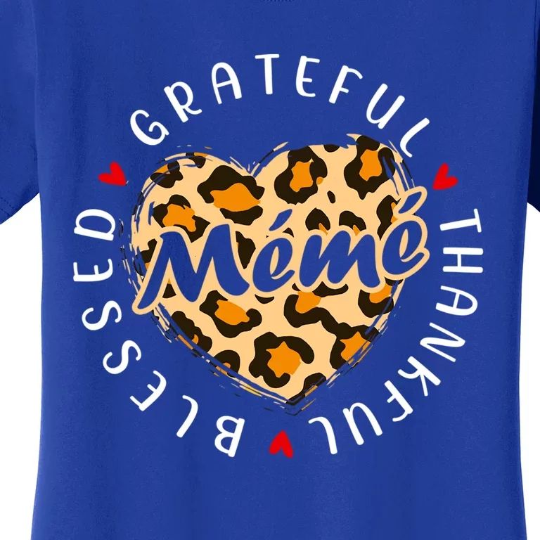 Grateful Thankful Blessed Meme Leopard Heart Love Grandma Gift Women's T-Shirt