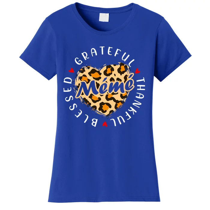 Grateful Thankful Blessed Meme Leopard Heart Love Grandma Gift Women's T-Shirt