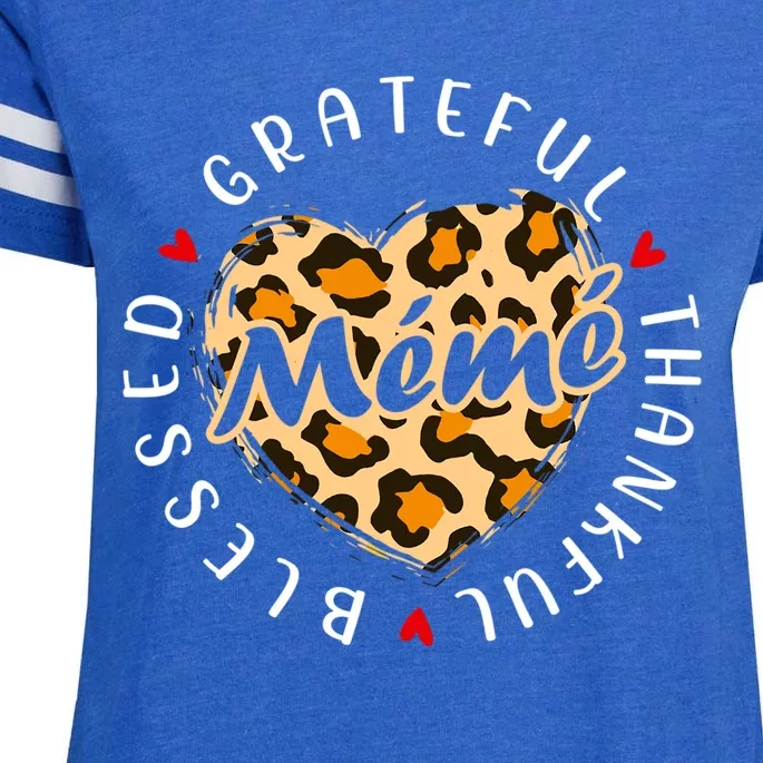 Grateful Thankful Blessed Meme Leopard Heart Love Grandma Gift Enza Ladies Jersey Football T-Shirt