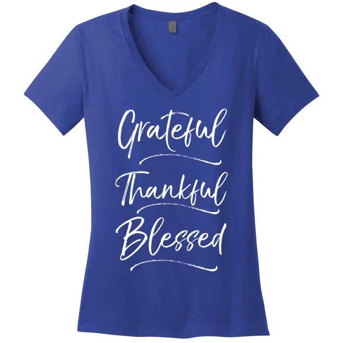 Grateful Thankful Blessed Cool Gift Cute Christian Sweats Women's V-Neck T-Shirt