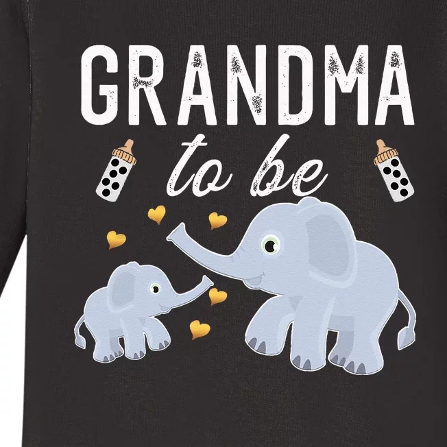 Grandma To Be Elephant Baby Shower Grandma Cute Baby Long Sleeve Bodysuit