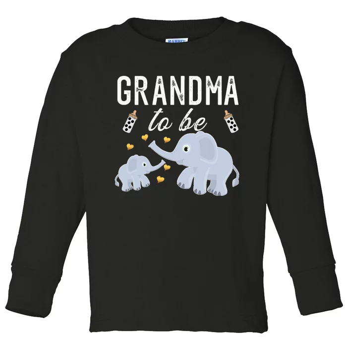 Grandma To Be Elephant Baby Shower Grandma Cute Toddler Long Sleeve Shirt