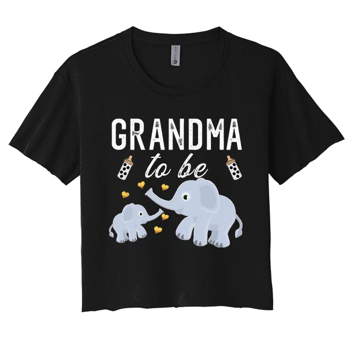 Grandma To Be Elephant Baby Shower Grandma Cute Women's Crop Top Tee