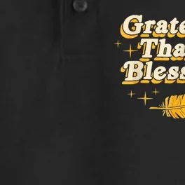 Grateful Thankful Blessed Feathers Fall Autumn Thanksgiving Dry Zone Grid Performance Polo