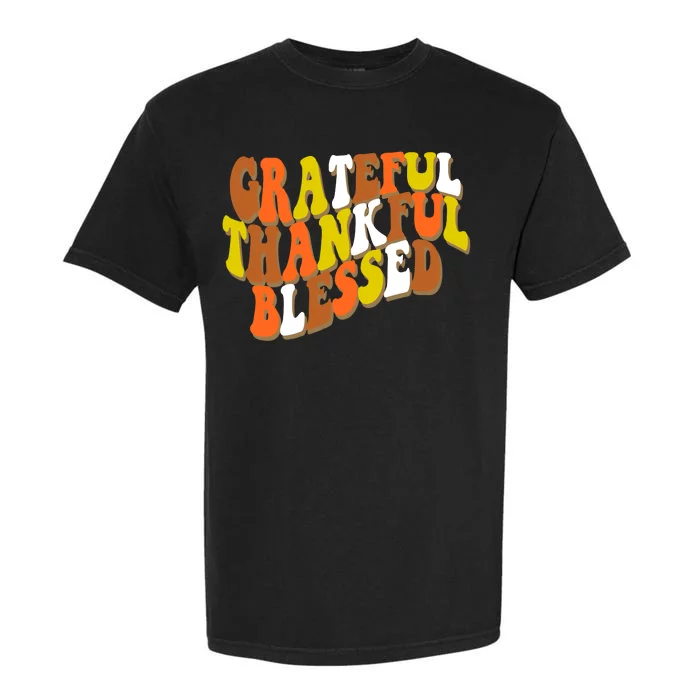 Grateful Thankful Blessed Retro Thanksgiving Garment-Dyed Heavyweight T-Shirt