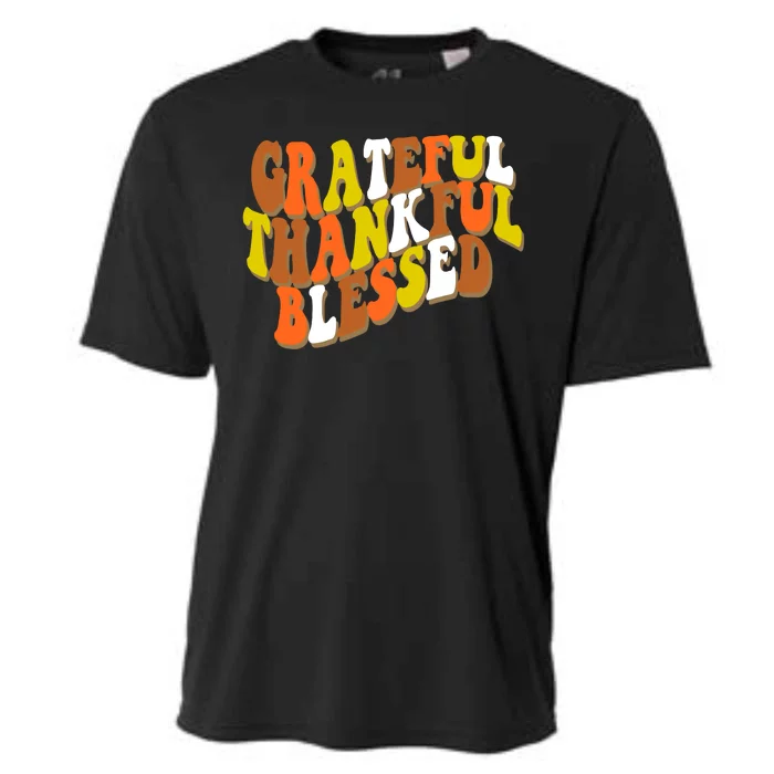 Grateful Thankful Blessed Retro Thanksgiving Cooling Performance Crew T-Shirt