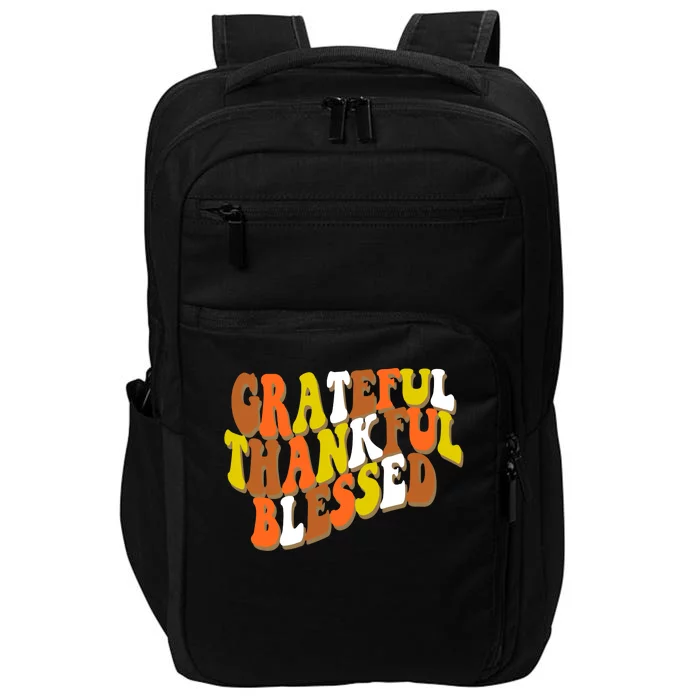 Grateful Thankful Blessed Retro Thanksgiving Impact Tech Backpack