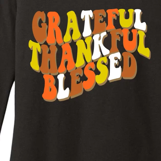 Grateful Thankful Blessed Retro Thanksgiving Womens CVC Long Sleeve Shirt