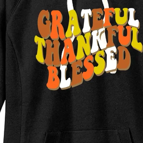 Grateful Thankful Blessed Retro Thanksgiving Women's Fleece Hoodie