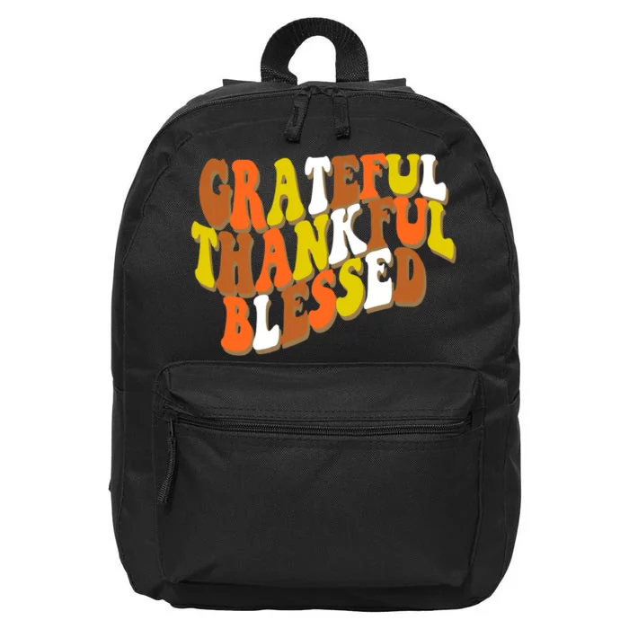 Grateful Thankful Blessed Retro Thanksgiving 16 in Basic Backpack