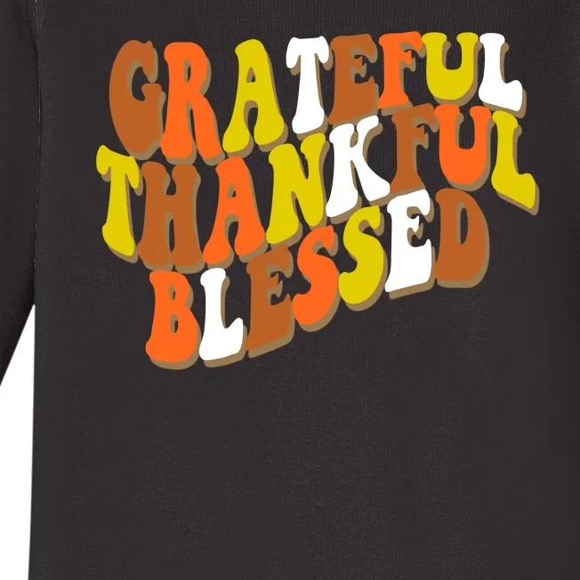 Grateful Thankful Blessed Retro Thanksgiving Baby Long Sleeve Bodysuit