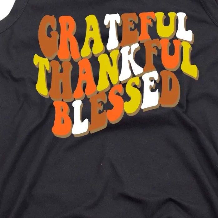 Grateful Thankful Blessed Retro Thanksgiving Tank Top