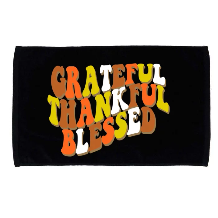 Grateful Thankful Blessed Retro Thanksgiving Microfiber Hand Towel