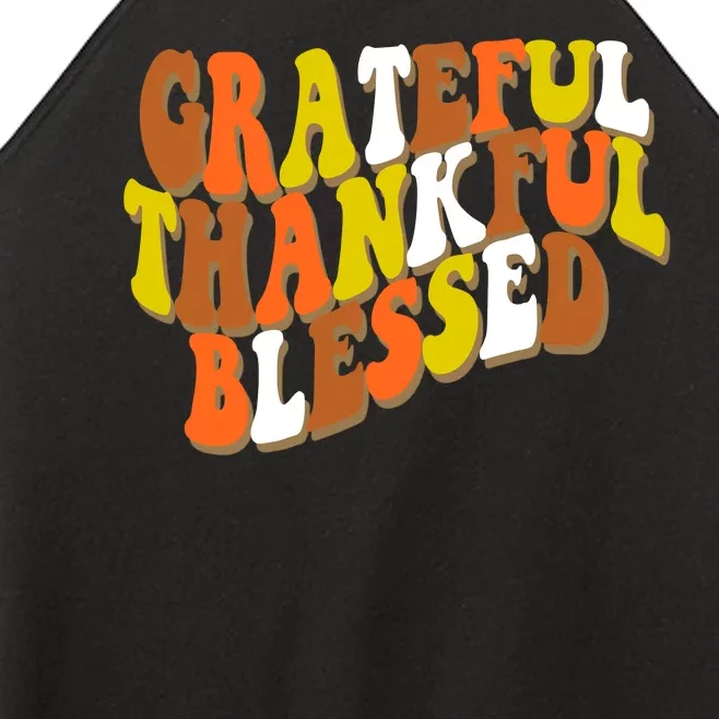 Grateful Thankful Blessed Retro Thanksgiving Women’s Perfect Tri Rocker Tank