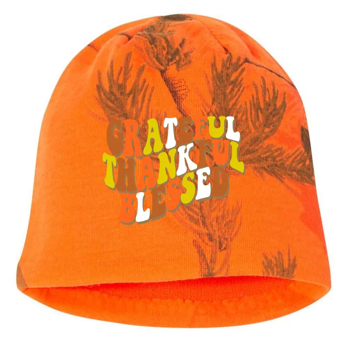 Grateful Thankful Blessed Retro Thanksgiving Kati - Camo Knit Beanie