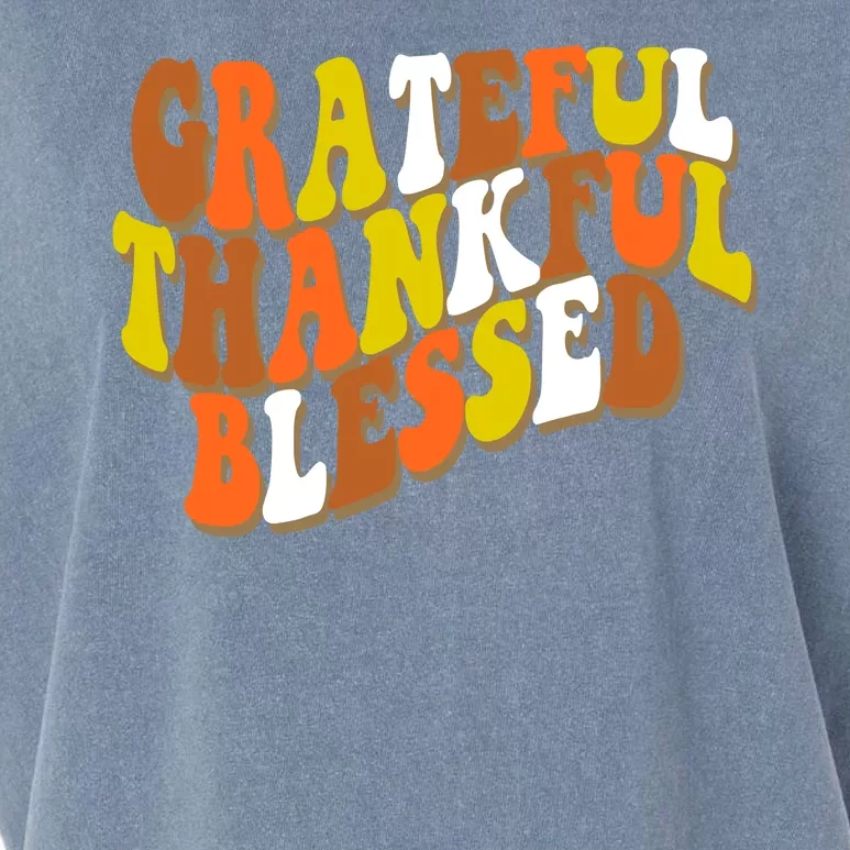 Grateful Thankful Blessed Retro Thanksgiving Garment-Dyed Women's Muscle Tee