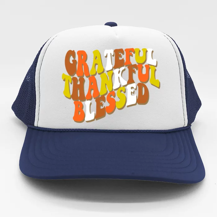 Grateful Thankful Blessed Retro Thanksgiving Trucker Hat