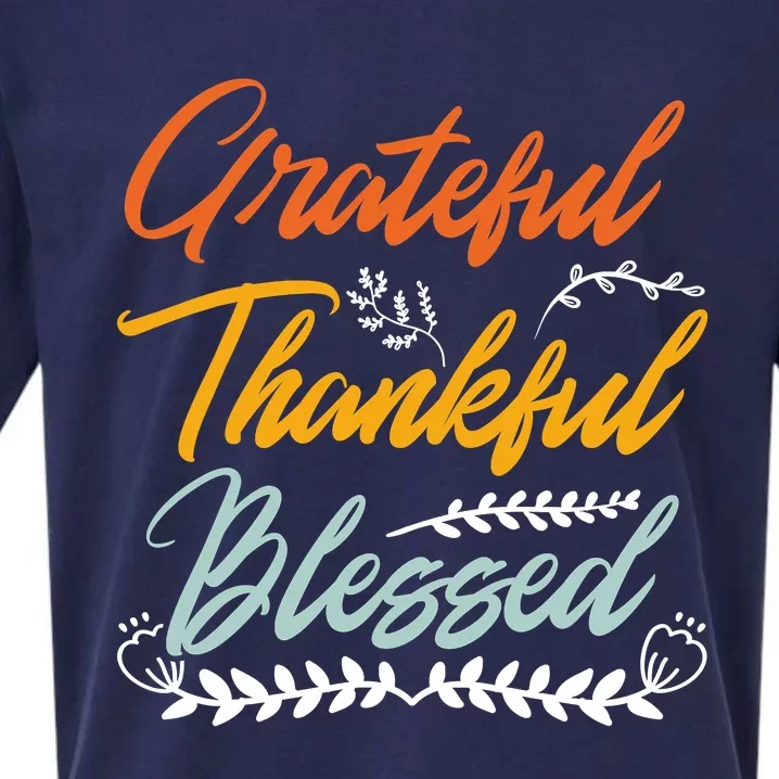 Grateful Thankful Blessed Thanksgiving Sueded Cloud Jersey T-Shirt