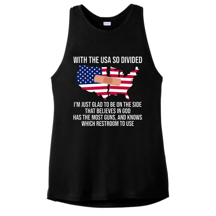 Glad To Be On The Side That Believes In God & Has Most Guns Ladies Tri-Blend Wicking Tank