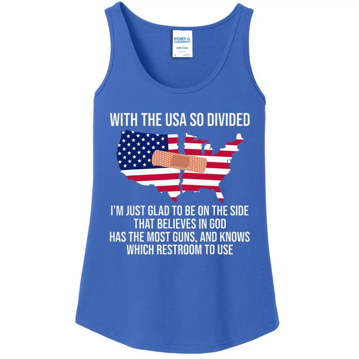 Glad To Be On The Side That Believes In God & Has Most Guns Ladies Essential Tank