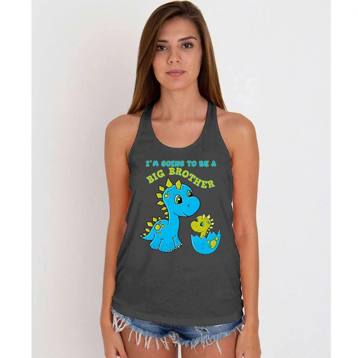 Going To Be A Big Brother Cute Dinosaur Lovers Women's Knotted Racerback Tank