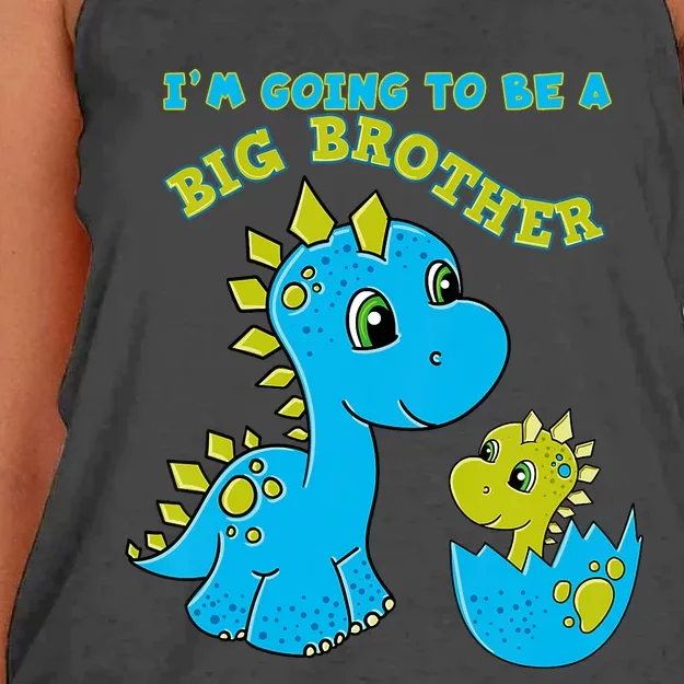 Going To Be A Big Brother Cute Dinosaur Lovers Women's Knotted Racerback Tank