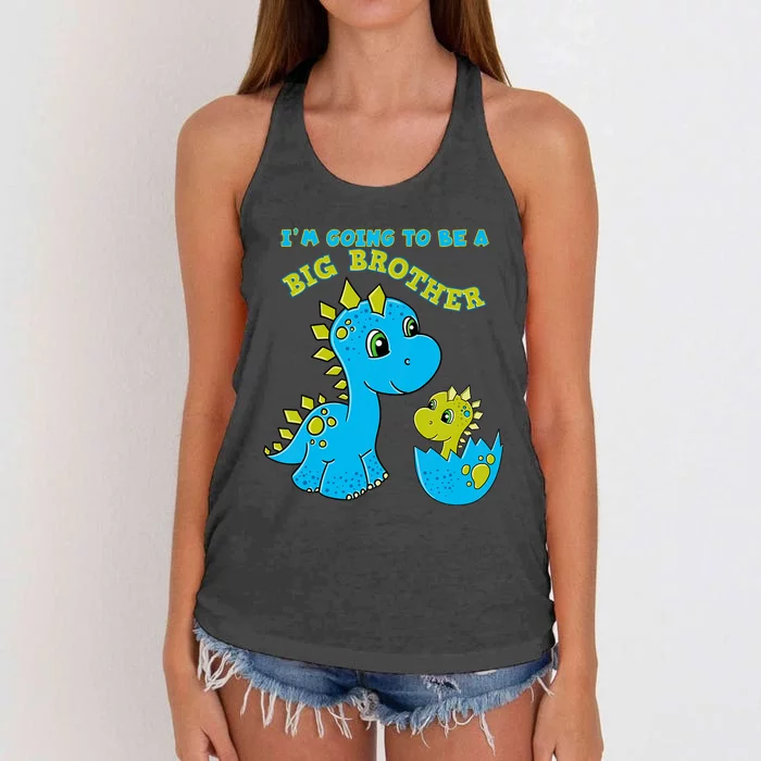 Going To Be A Big Brother Cute Dinosaur Lovers Women's Knotted Racerback Tank