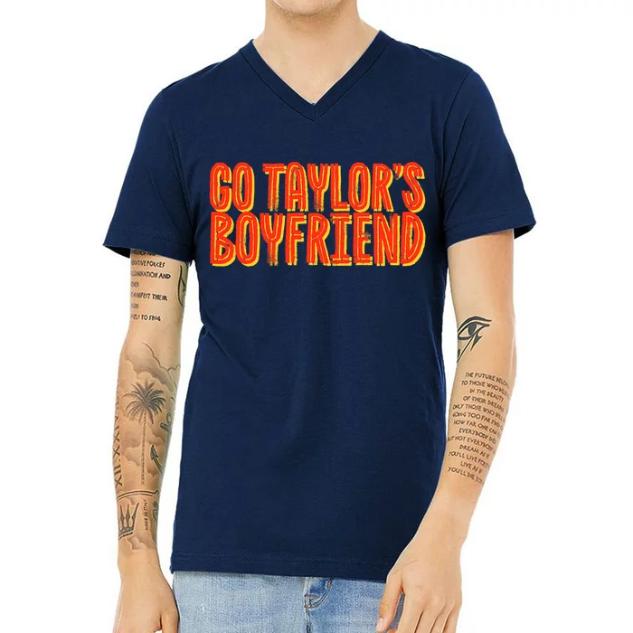 Go _taylor’S Boyfriend Football Funny V-Neck T-Shirt