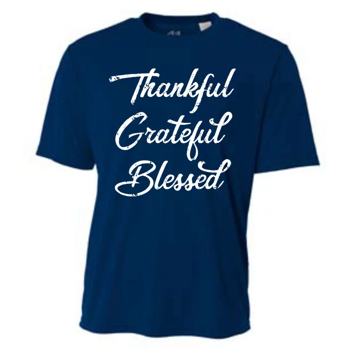 Grateful Thankful & Blessed Thanksgiving Cooling Performance Crew T-Shirt