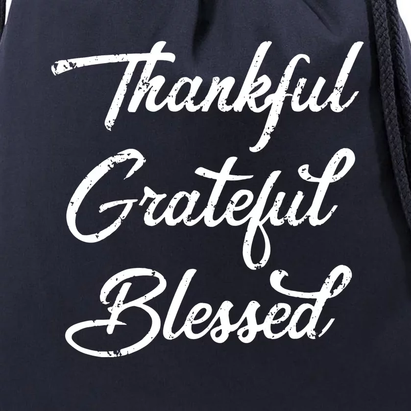 Grateful Thankful & Blessed Thanksgiving Drawstring Bag