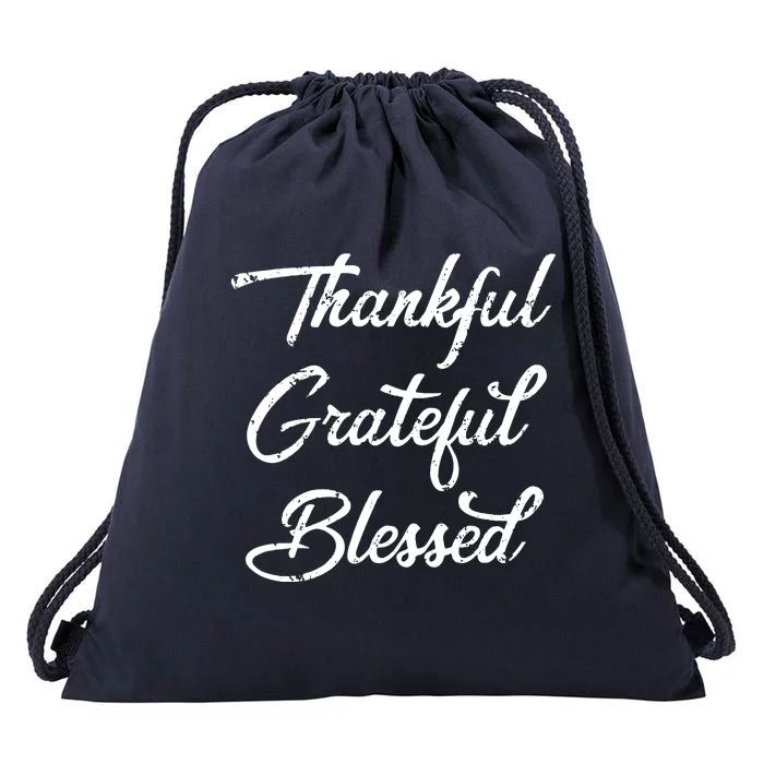 Grateful Thankful & Blessed Thanksgiving Drawstring Bag